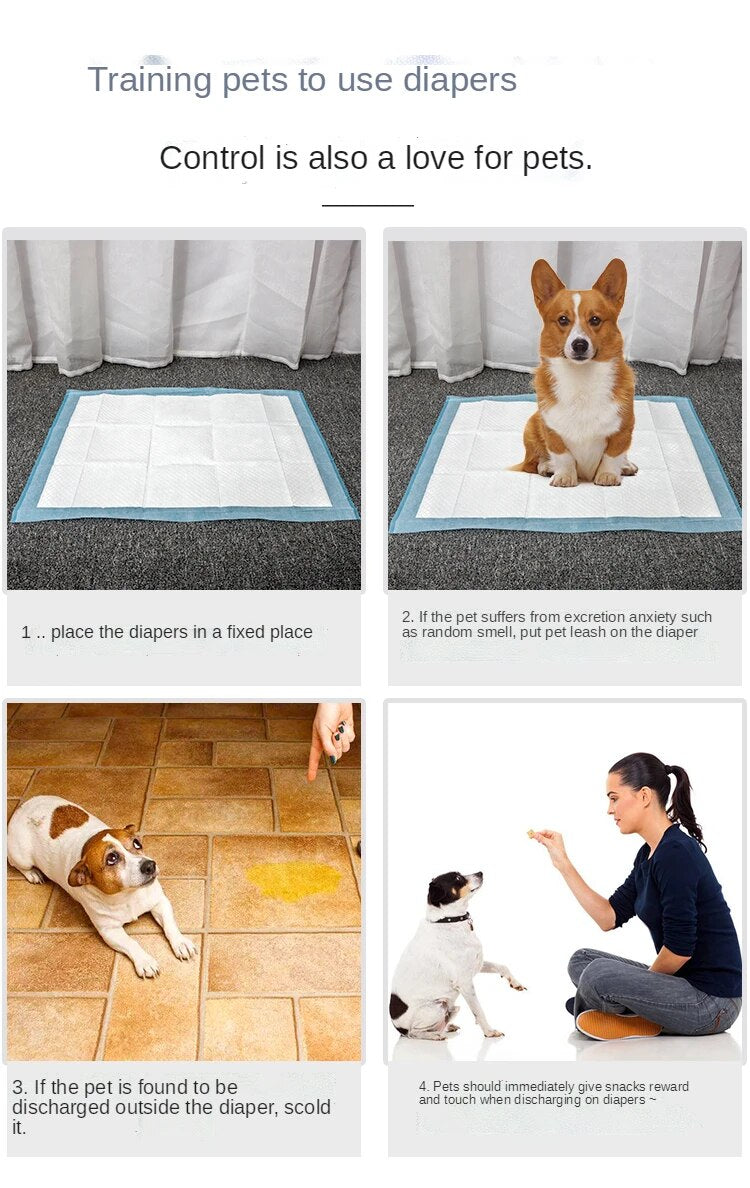 100pcs Dog Training Pee Pads Super Absorbent Pet Diaper Disposable