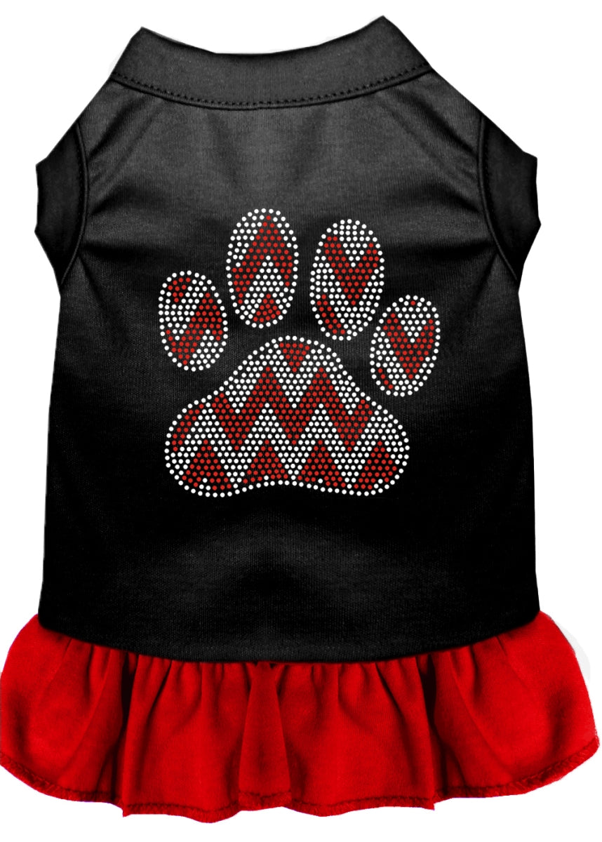 Mirage Pet 57-70 BKRDXXL Candy Cane Chevron Paw Rhinestone Dog Dress