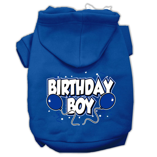 Mirage Pet 62-05 XSBL Birthday Boy Screen Print Pet Hoodies, Blue