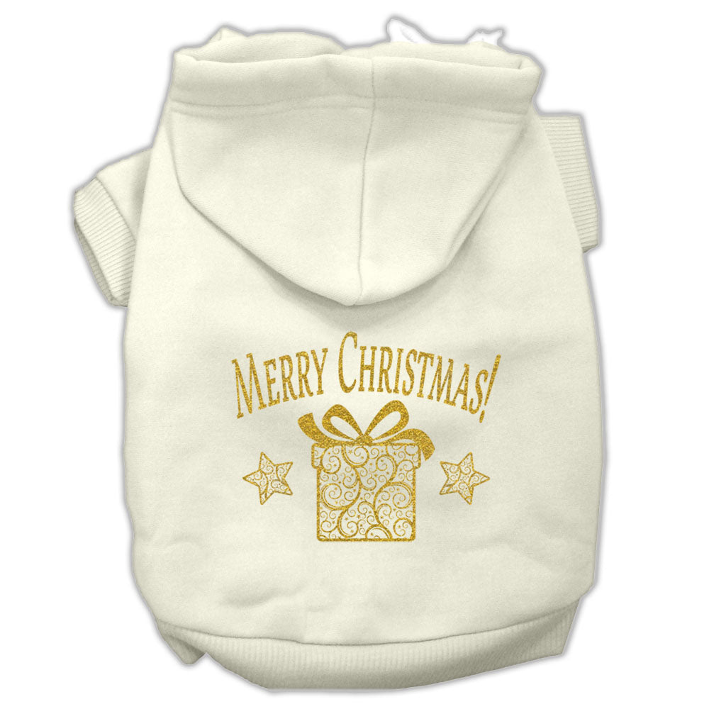 Mirage Pet 62-132 LGCR Golden Christmas Present Pet Hoodie, Cream