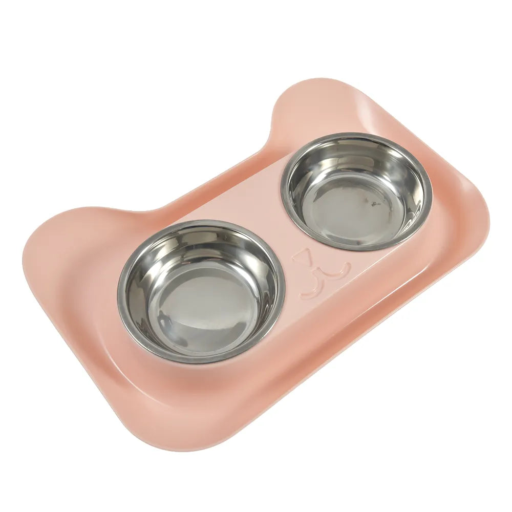 Cute Pet Double Bowl Water Elevated Feeder