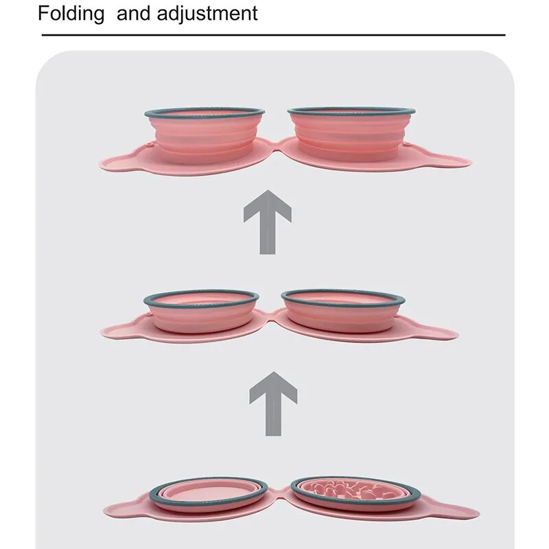 Foldable Silicone Non-toxic Portable Travel Feeding Folding Bowl Outdoor Food Dispenser Feeder