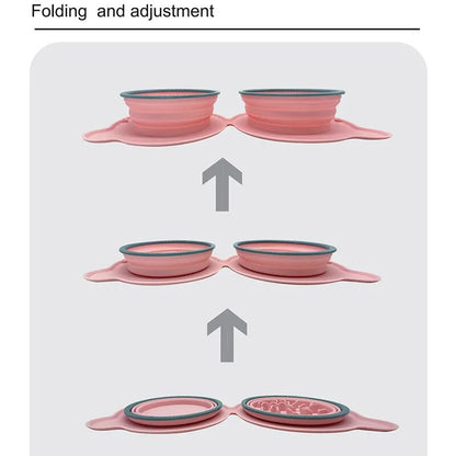 Foldable Silicone Non-toxic Portable Travel Feeding Folding Bowl Outdoor Food Dispenser Feeder