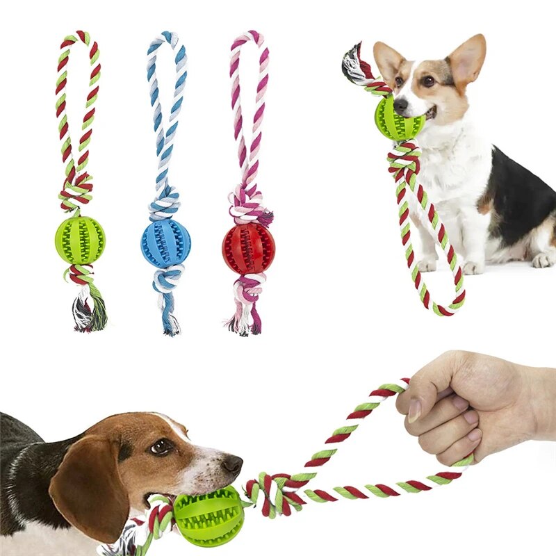 Dog Toys Treat Interactive Rope Rubber Leaking Ball chewing bite resistant