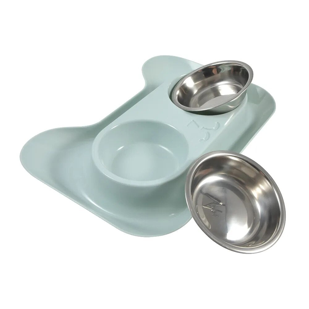 Cute Pet Double Bowl Water Elevated Feeder