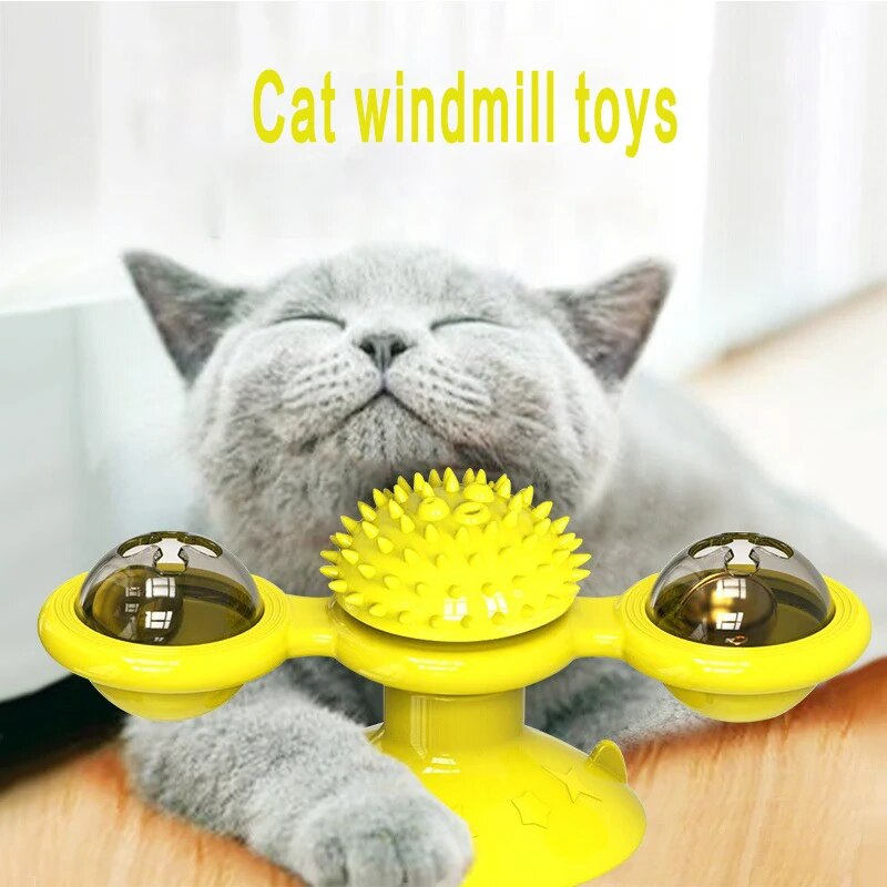 Spin The Windmill Turntable Teasing Scratching Rubbers Brush Pet Teasing Turntable Toys Ball