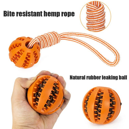 Dog Toys Treat Interactive Rope Rubber Leaking Ball chewing bite resistant