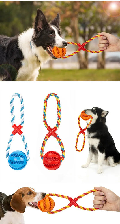 Dog Toys Treat Interactive Rope Rubber Leaking Ball chewing bite resistant