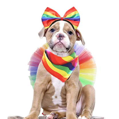 Pride Month Pet Triangle Bandana Rainbow Scarf