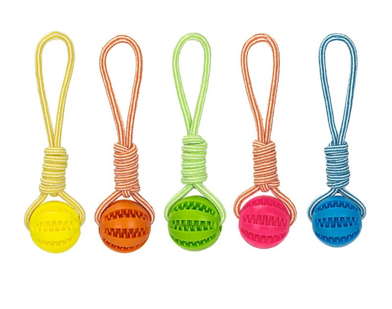 Dog Toys Treat Interactive Rope Rubber Leaking Ball chewing bite resistant