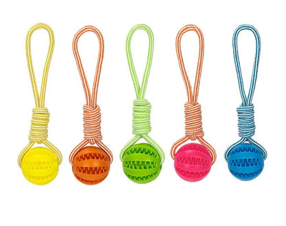 Dog Toys Treat Interactive Rope Rubber Leaking Ball chewing bite resistant