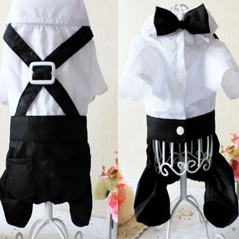 Halloween Gentleman Suit Bowtie Tuxedo Pet Costume