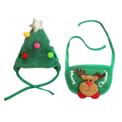 Christmas Pet Hat, Pet Bandana Scarf Bibs Santa Elk