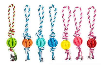 Dog Toys Treat Interactive Rope Rubber Leaking Ball chewing bite resistant