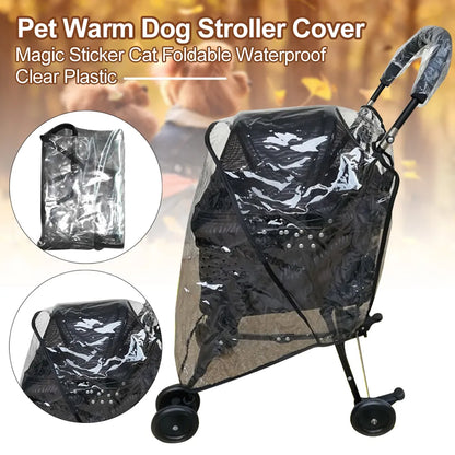 Carrier Accessories Protection Windproof Portable Dog Stroller Cover Pet Warm Outdoor Travel Foldable Waterproof Clear Plastic