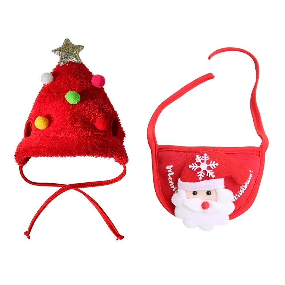 Christmas Pet Hat, Pet Bandana Scarf Bibs Santa Elk