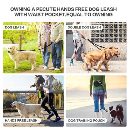 Walking Pet Treat Bag Fanny Pack Hands-Free Bungee Leash