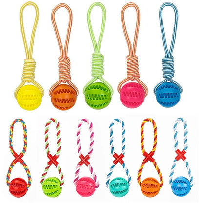 Dog Toys Treat Interactive Rope Rubber Leaking Ball chewing bite resistant