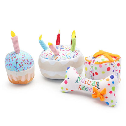 New Pet Toy Plush Birthday Cake Chew Toy Funny Interactive and Sounding