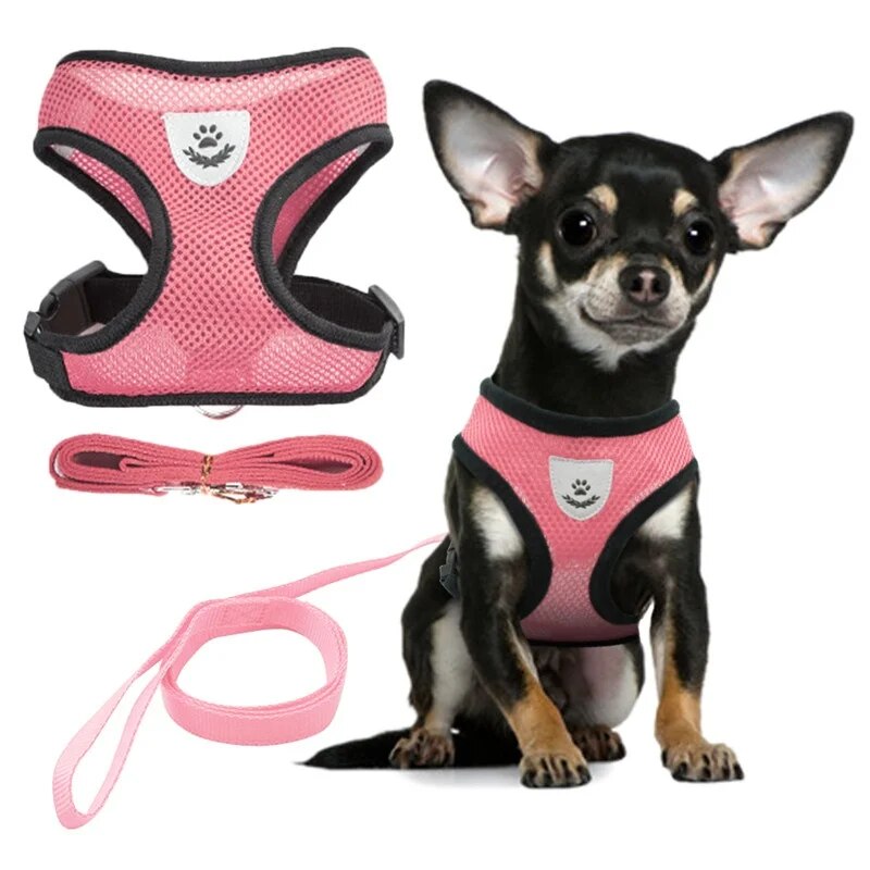 Adjustable Harness Polyester Mesh Soft Breathable Vest Walking Lead Leash For Small Medium Dog Cats Pet Easy Control