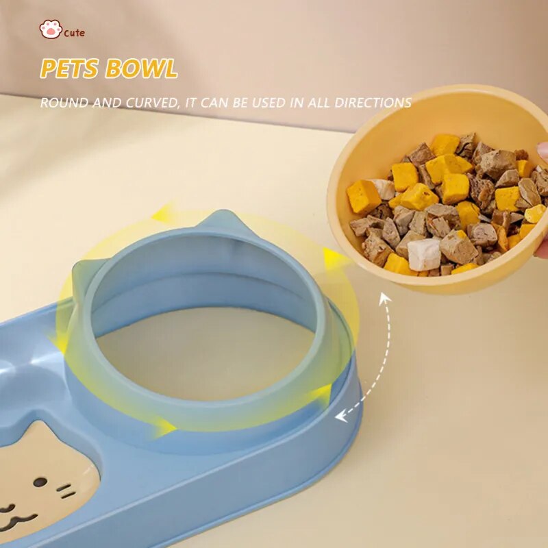 Pet Bowl Automatic Feeder Dog Food Bowl with Water Fountain Double Bowl Drinking Raised Stand Dish