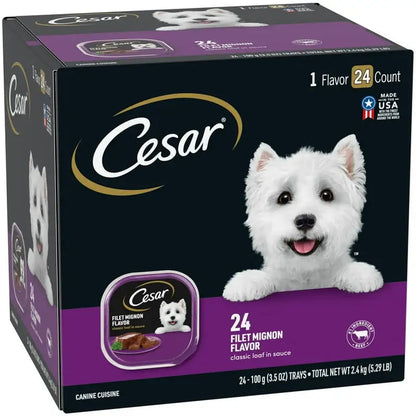 Wet Dog Food Classic Loaf in Sauce Filet Mignon Flavor Multipack (24) 3.5 oz. Easy Peel Trays