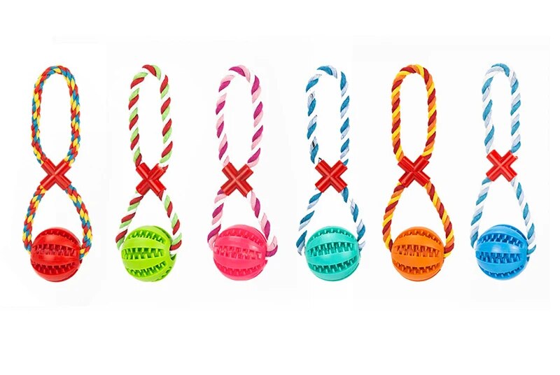 Dog Toys Treat Interactive Rope Rubber Leaking Ball chewing bite resistant