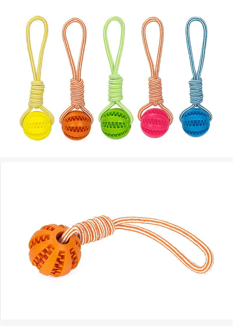 Dog Toys Treat Interactive Rope Rubber Leaking Ball chewing bite resistant