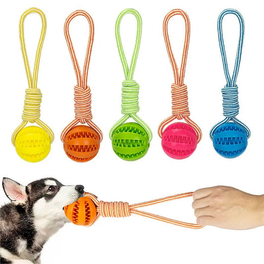 Dog Toys Treat Interactive Rope Rubber Leaking Ball chewing bite resistant