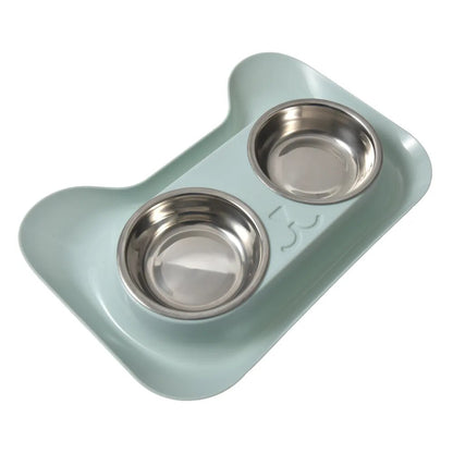 Cute Pet Double Bowl Water Elevated Feeder