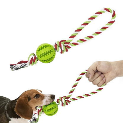 Dog Toys Treat Interactive Rope Rubber Leaking Ball chewing bite resistant